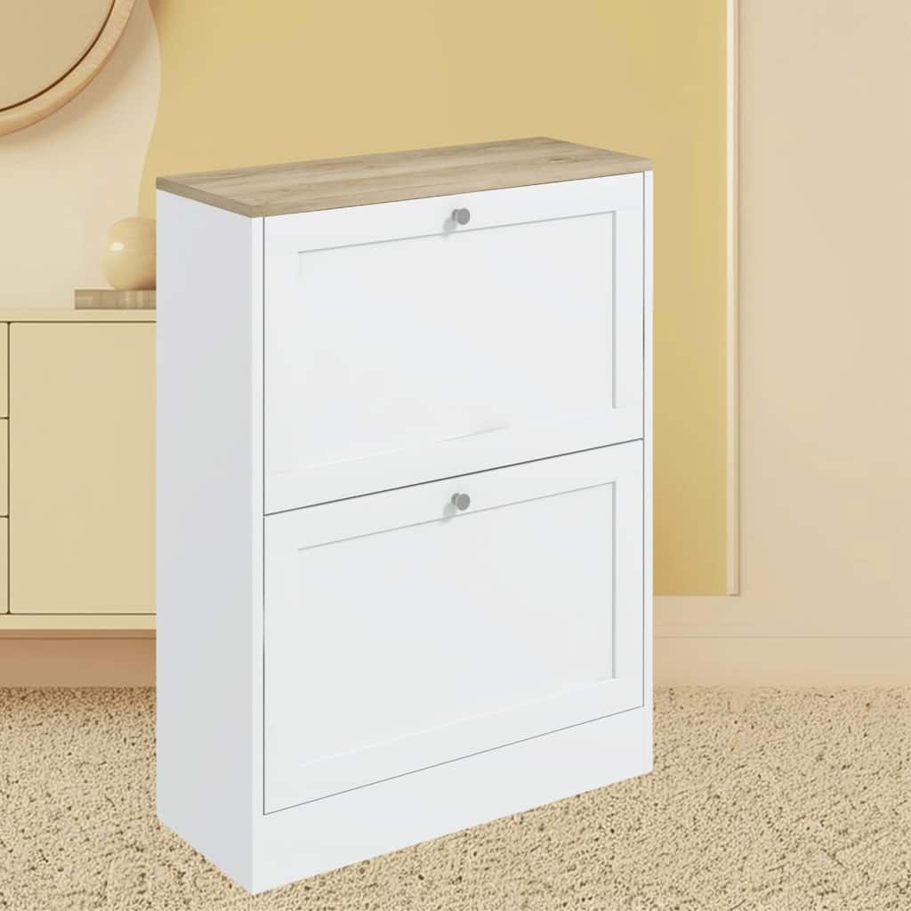 Modern Narrow Shoe Storage Cabinet with Adjustable Shelves, Holds 12 Pairs of Shoes, Ideal for Entryways, Hallways and Proch