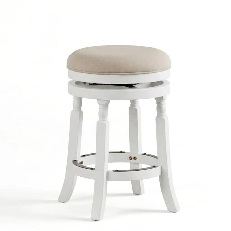 DTY Indoor Living Palmer Lake Backless Swivel Counter or Bar Stool - White/ Beige Fabric - Counter Height