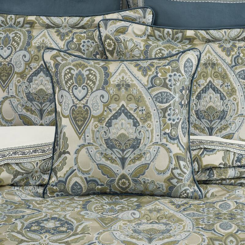 Avellino 20" Square Decorative Throw Pillow - Polyester - Spa Blue - Accent