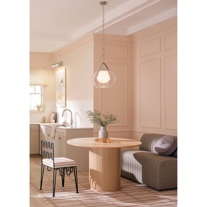 Kichler Lighting Nella 16 Inch 1 Light Pendant with Clear Outer Glass with Opal Interior Glass in Polished Nickel - 12