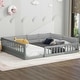 preview thumbnail 14 of 22, Full Size Montessori Floor Bed with Guardrail & Comfortable Pillow, Upholstered Platform Bed Toddler Bed without Slats for Kids
