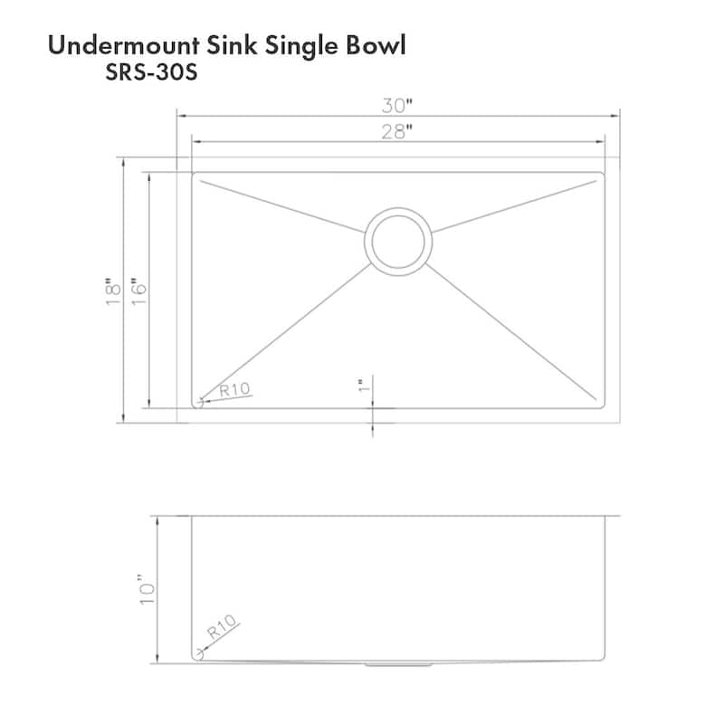 ZLINE Undermount Single Bowl Sink in Stainless Steel with Bottom Grid