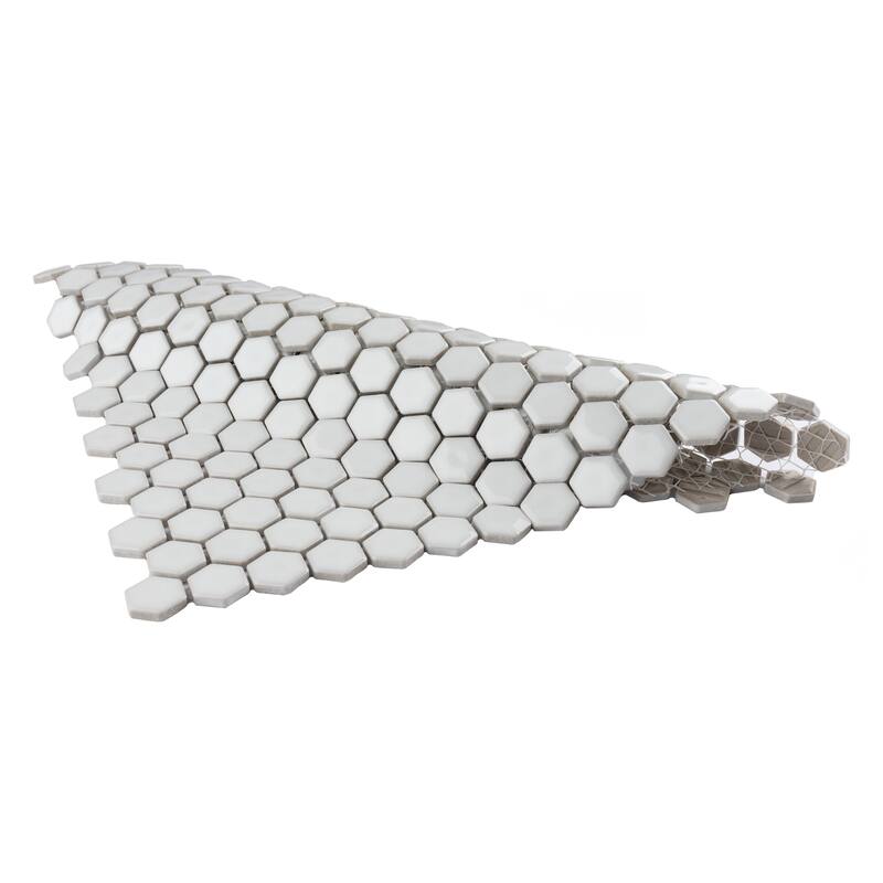 Merola Tile Colmena Hex Glossy White 11-1/2" x 11-5/8" Porcelain Floor and Wall Tile