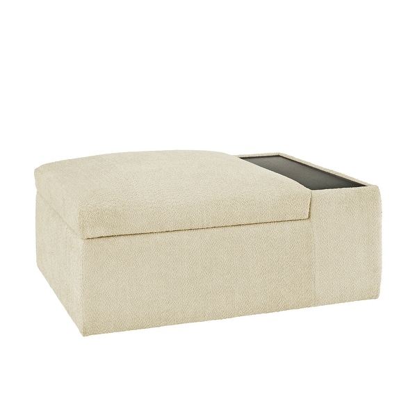 slide 2 of 22, Sebastopol Boucle Fabric Storage Ottoman With Table and Casters by iNSPIRE Q Modern Ivory