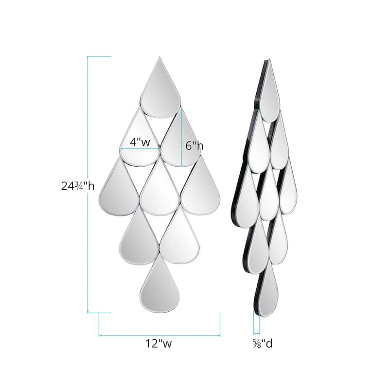 Allan Andrews Frameless Teardrop Diamond Accent Wall Mirror - 24.75"H x 12"W