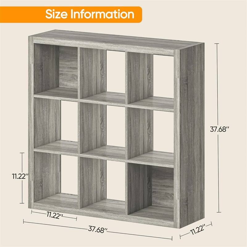9 Cube Storage Organizer with Back Panels - 10.2"D x 37.7"W x 37.7"H
