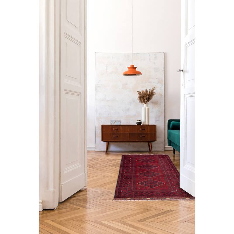 ECARPETGALLERY Hand-knotted Finest Khal Mohammadi Red Wool Rug - 3'1 x 7'0