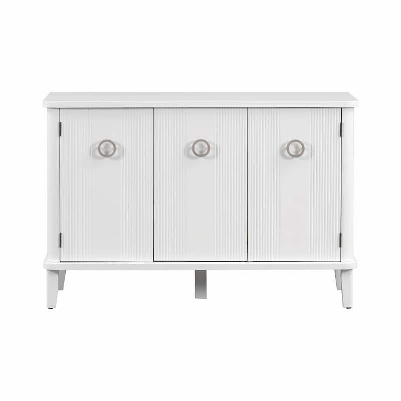 Fraxinus Mandschurica Cabinet with Three Acacia Solid Doors, Adjustable Shelves