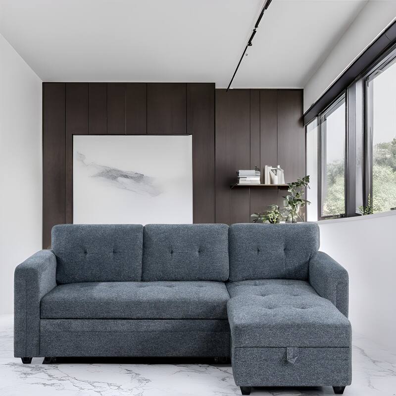 Convertible L-Shaped Sectional Sleeper Sofa with USB & Pull-Out Bed