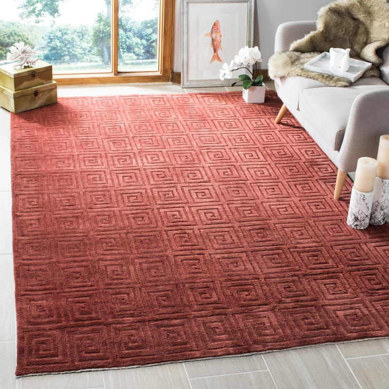 SAFAVIEH Couture Hand-knotted Tibetan Inocência Modern Wool Rug - 5' x 7'6" - Rust