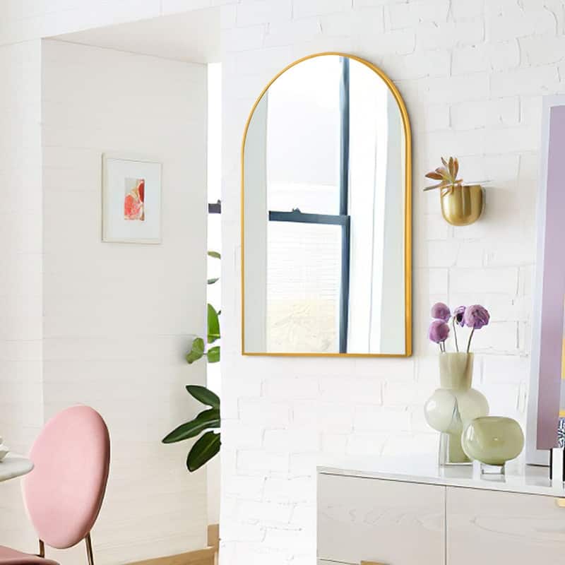 Arch Bathroom Wall Mirror Large Metal Frame Wall Mounted Mirror for Bedroom Living Room Dresser Entryway Decor
