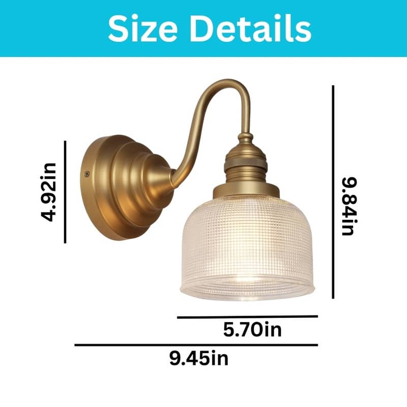 Vanity bulb light gold bathroom light glass, metal wall light