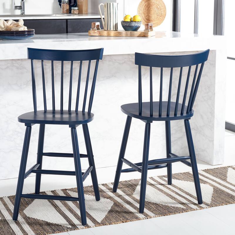 SAFAVIEH Biddie 24-inch Spindle Farmhouse Counter Stool (Set of 2) - 20" W x 21" D x 39" H - 20"W x 21"D x 39"H