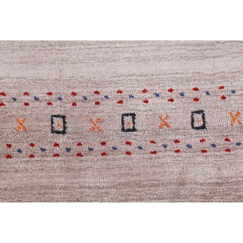 Hand Knotted Oriental 100% Wool Carpet Tribal Animal Pictorial Beige & Ivories Gabbeh Area Rug - 4' 11'' X 2' 11''