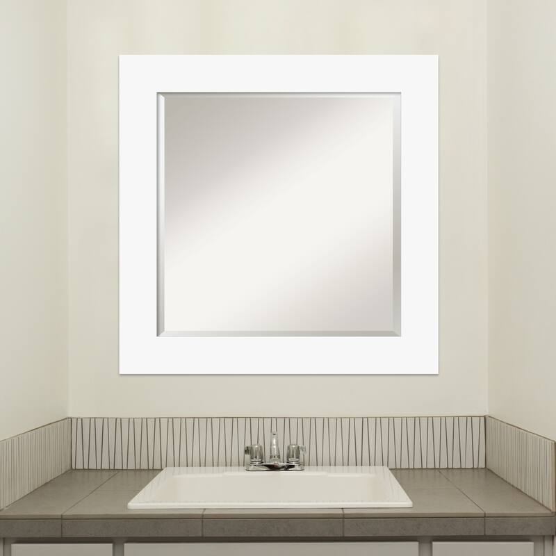 Basic Beveled Wood Framed Bathroom Vanity Wall Mirror