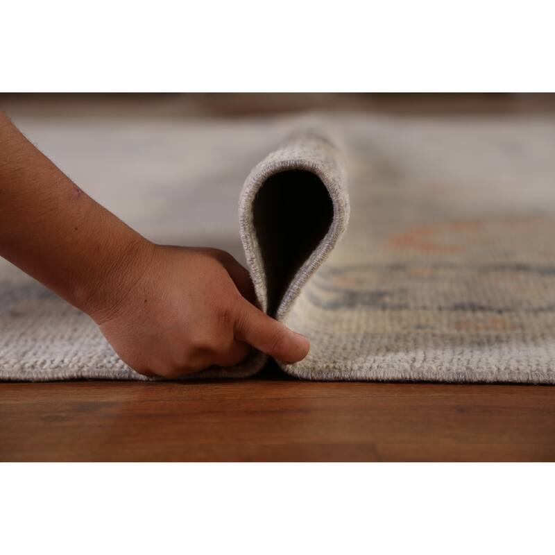 Hand Knotted Oriental 100% Wool Carpet Transitional All-Over Greys & Charcoal Oushak Area Rug - 12' 4'' X 8' 11''