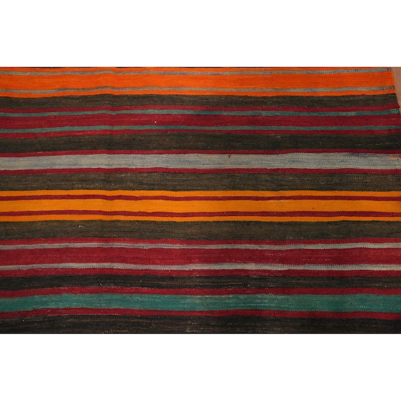 Hand Woven Oriental 100% Wool Carpet Southwestern Geometric Multi-Colored Kilim Area Rug - 10' 9'' X 6' 6''