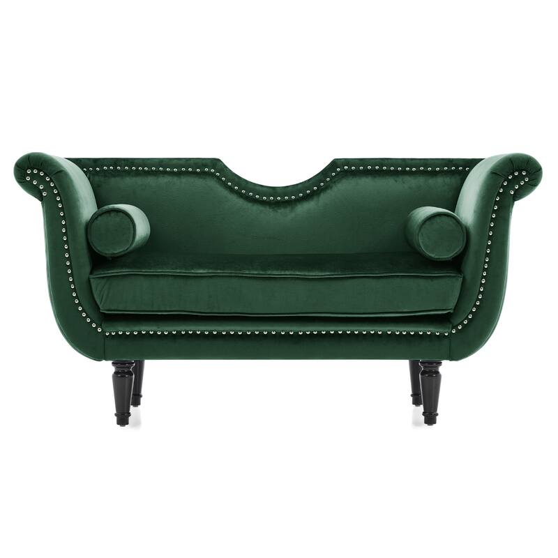 Christopher Knight Home - Velvet Bench with Nailhead Trim & Curved Arms