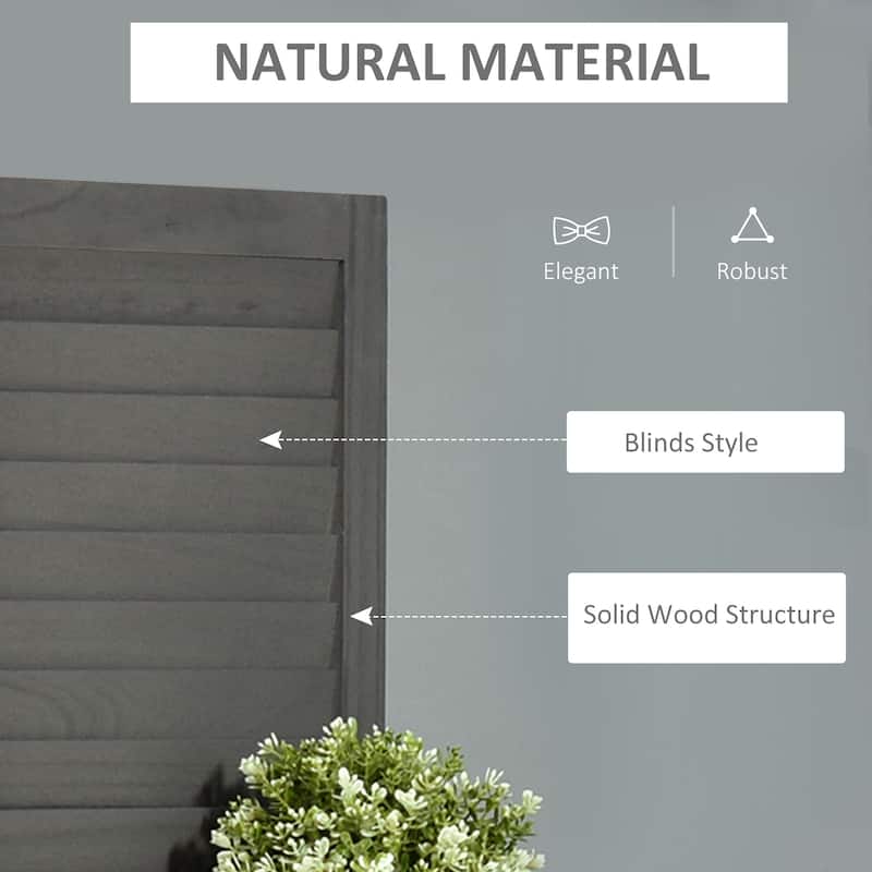 4-Panel Folding Room Divider, 5.6 Ft Freestanding Paulownia Wood Privacy Screen Panel with Storage Shelves