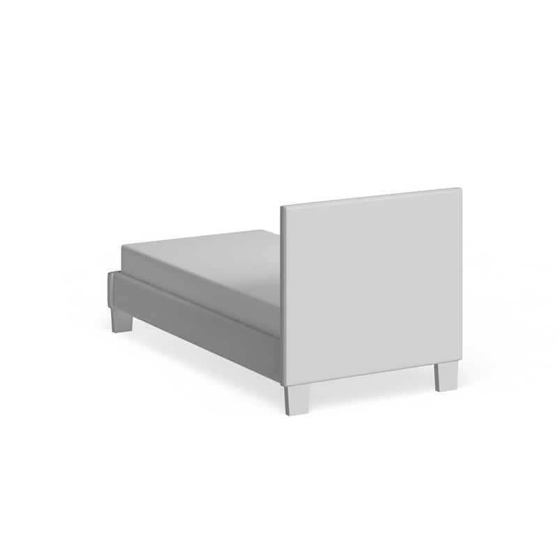 Heston Glam Twin Faux Leather Upholstered Tufted Platform Kid Bed by Silver Orchid