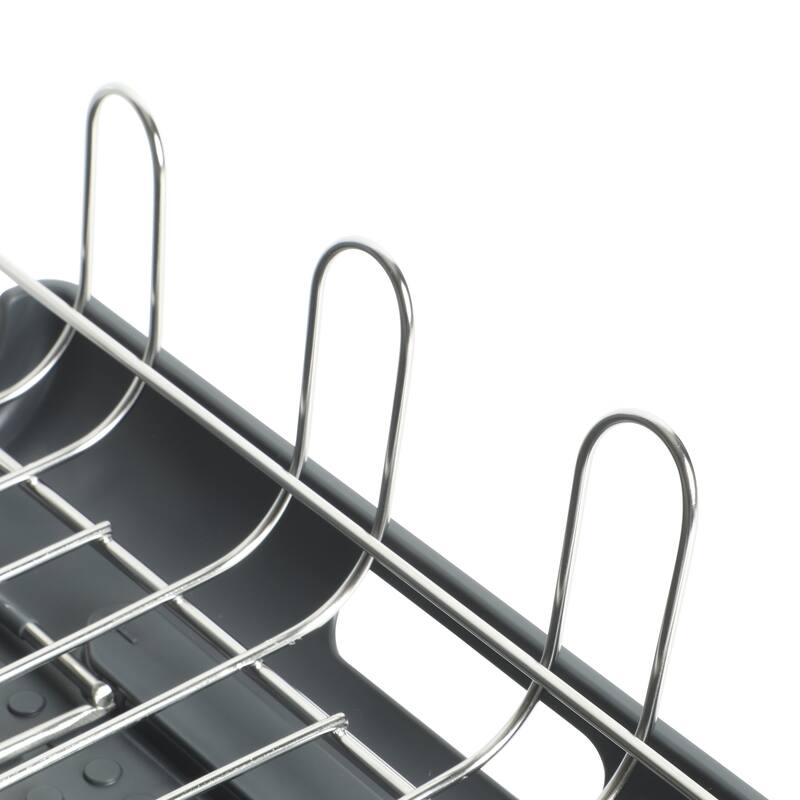 Kenmore Loxdell Expandable Full Size Rust Resistant Dish Rack with Drain Board and Flatware Caddy