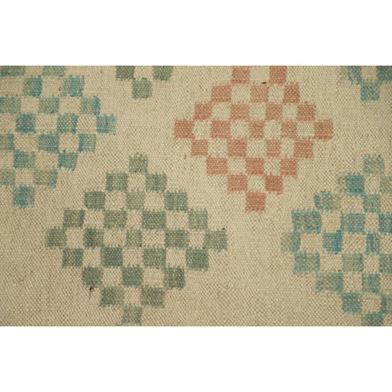 Hand Woven Oriental 100% Wool Carpet Southwestern Modern Beige & Ivories Kilim Area Rug - 6' 5'' X 4' 1''