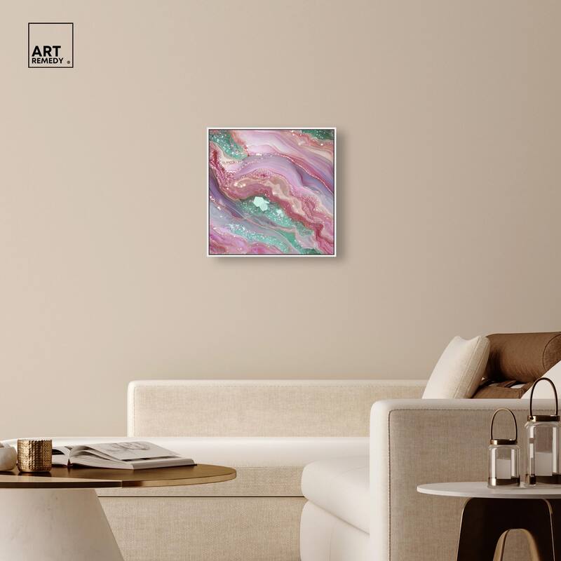 Pink and Mint Crystal II Canvas by Art Remedy