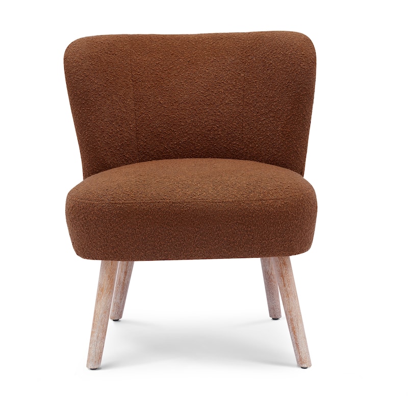 Boucle Polyester Upholstered Armless Accent Chair - Stain Resistant