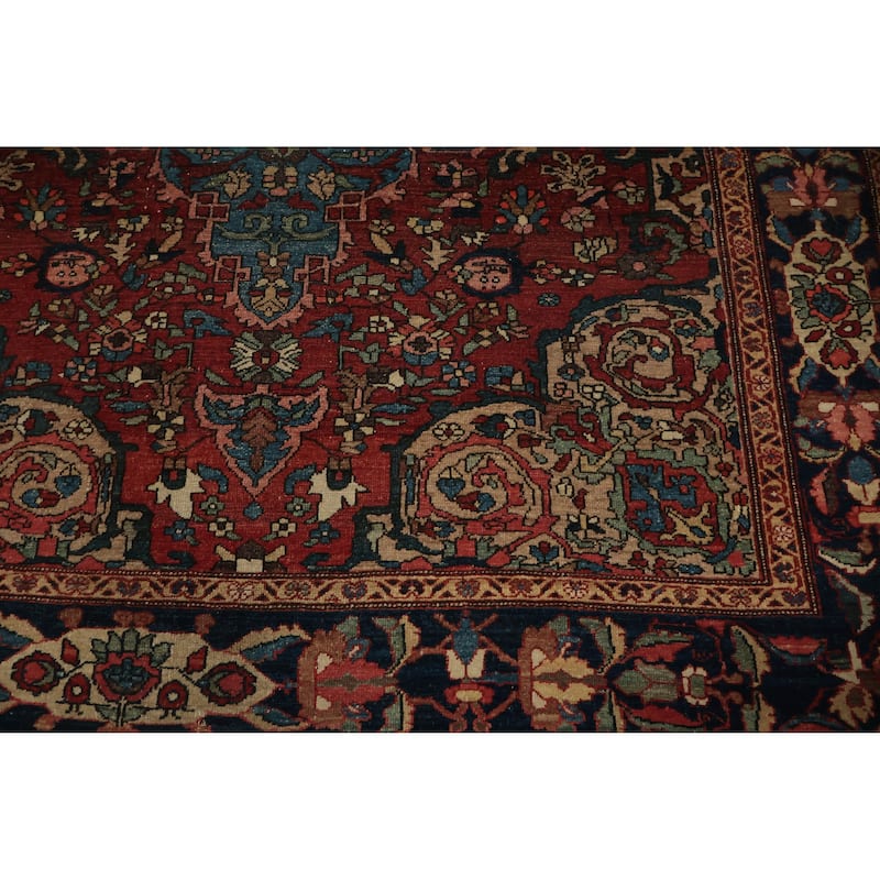 Hand Knotted Oriental 100% Wool Carpet Traditional Floral Navy Blue & Blues Bakhtiari Area Rug - 6' 6'' X 5' 2''