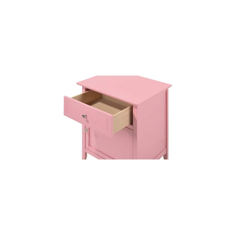 Pink Nightstand 25x19x15 Transitional Bedside Table with Three Spacious Drawers, Compact Storage for Bedroom Decor Use
