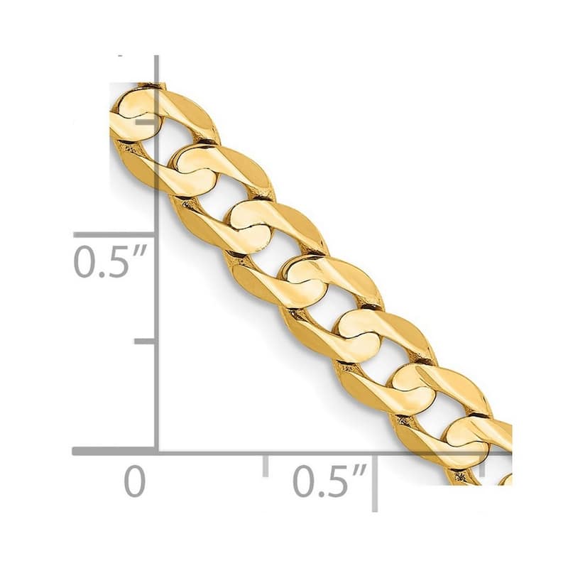 Curata 14k Yellow Gold Solid Polished 5.25mm Open Concave Curb Chain Bracelet Lobster Claw
