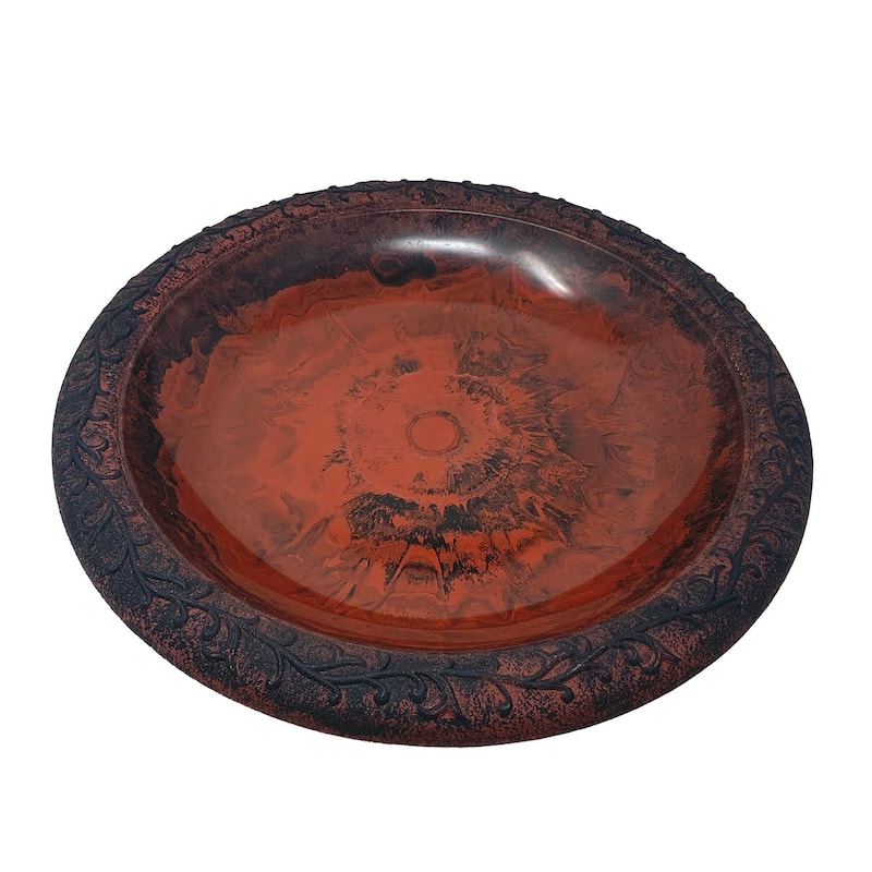 19" Dia Fiber Clay Birdbath Tops - Red/Black