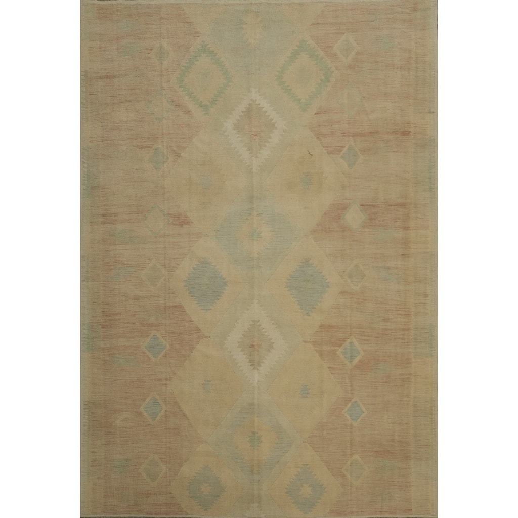 Hand Woven Oriental 100% Wool Carpet Southwestern Tribal Multi-Colored Kilim Area Rug - 12' 9'' X 10' 2''