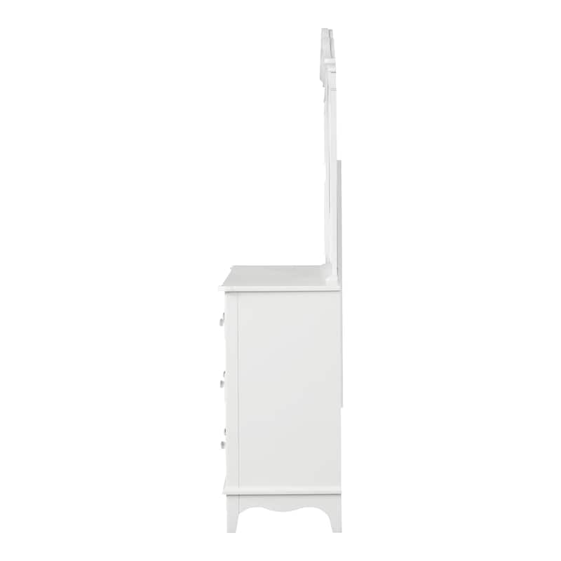 Furniture of America Lindsey Traditional White Wood 6-Drawer 2-Piece Dresser and Mirror Set