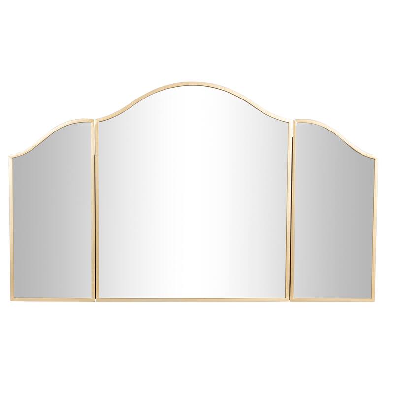 Metal Arched Wall Mirror with Folding Sides - Gold - Roche River Decor - 1"W x 53"L x 31"H