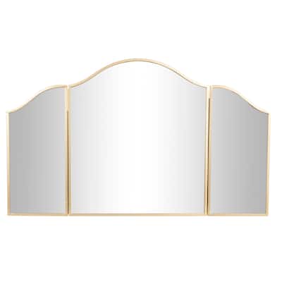 Metal Arched Wall Mirror with Folding Sides - Gold - Roche River Decor - 1"W x 53"L x 31"H