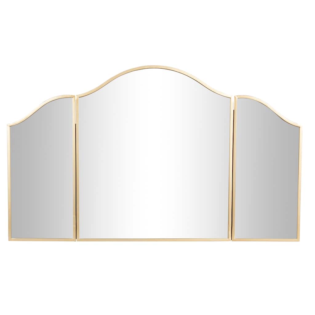 Metal Arched Wall Mirror with Folding Sides - Gold - Roche River Decor - 1"W x 53"L x 31"H