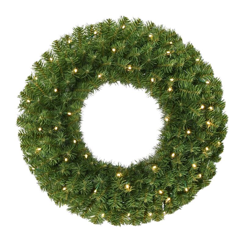 Pre-Lit B/O Artificial Christmas Wreath - 24" - Warm White LED
