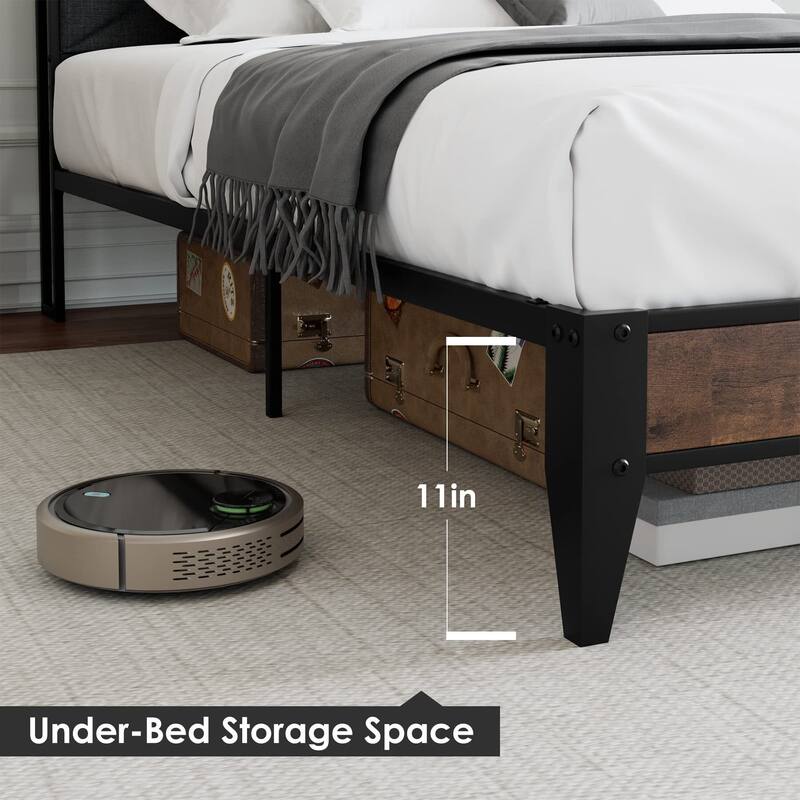 Upholstered Headboard with Charging Station and Storage Shelf