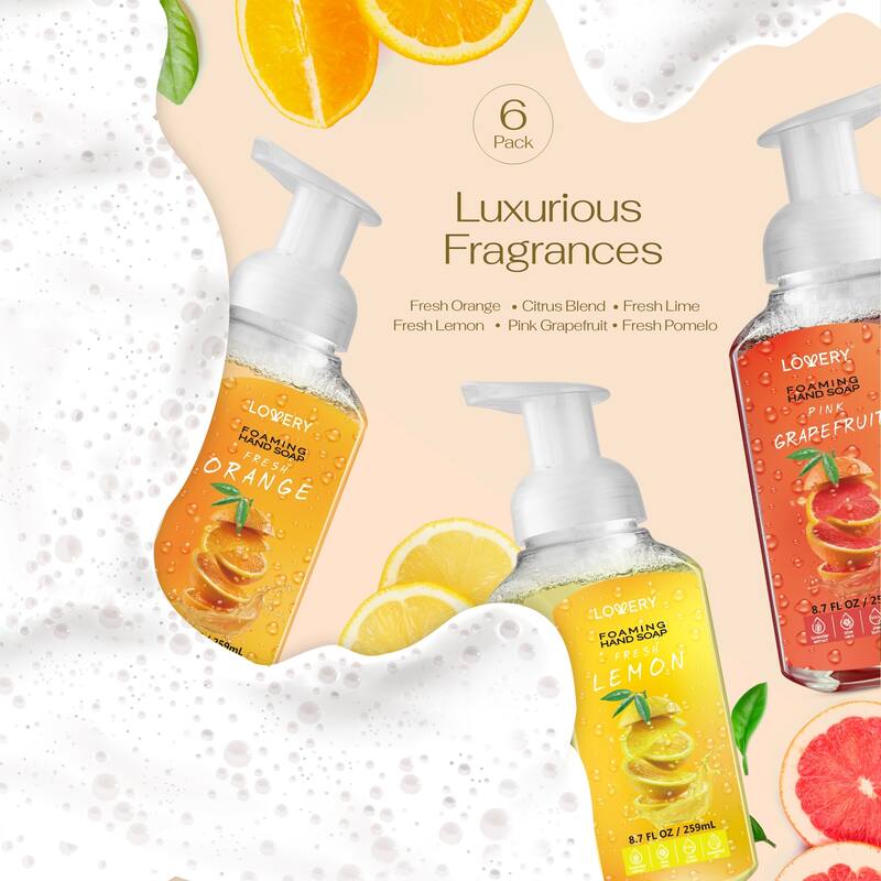 Lovery Foaming Hand Soap - Pack of 6 - Moisturizing Hand Soap - Citrus - 6 pc