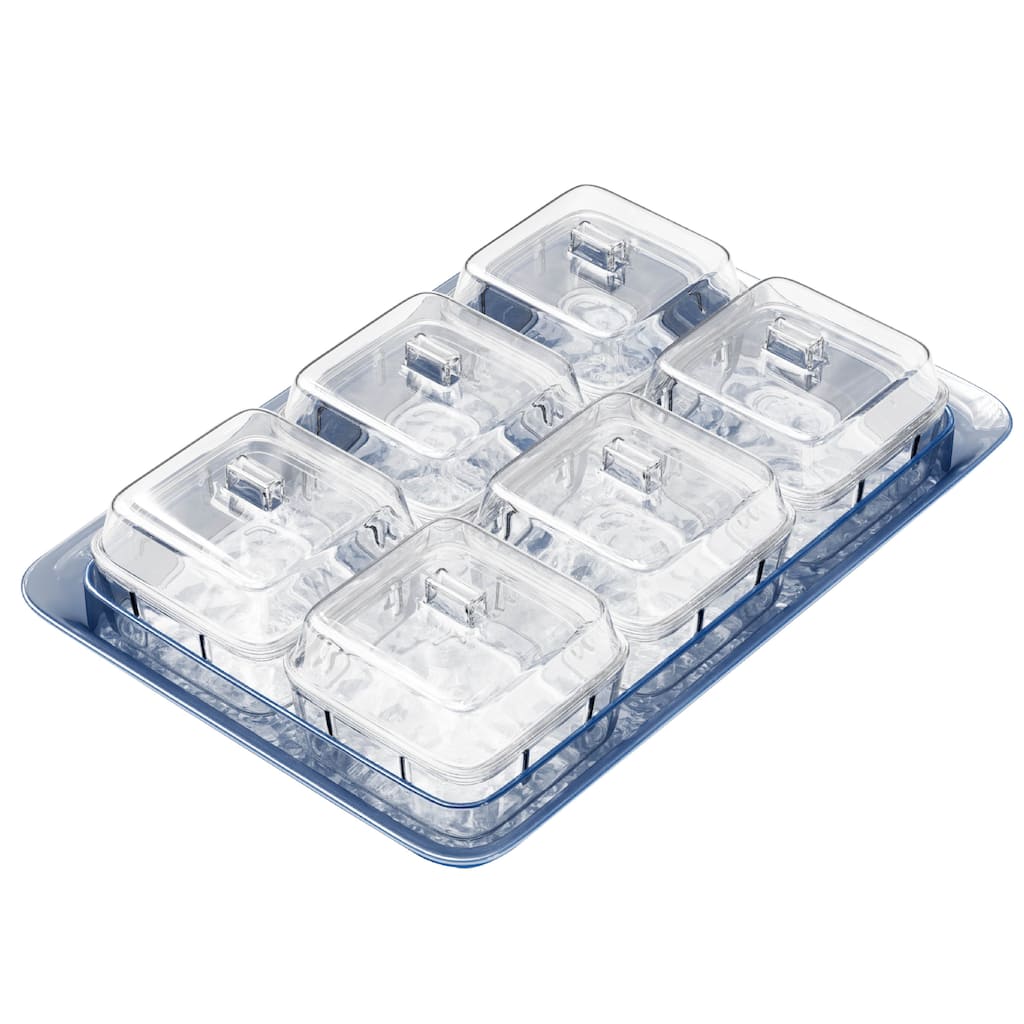 Indigo Blue Acrylic Tray & Clear Dishes With Lids