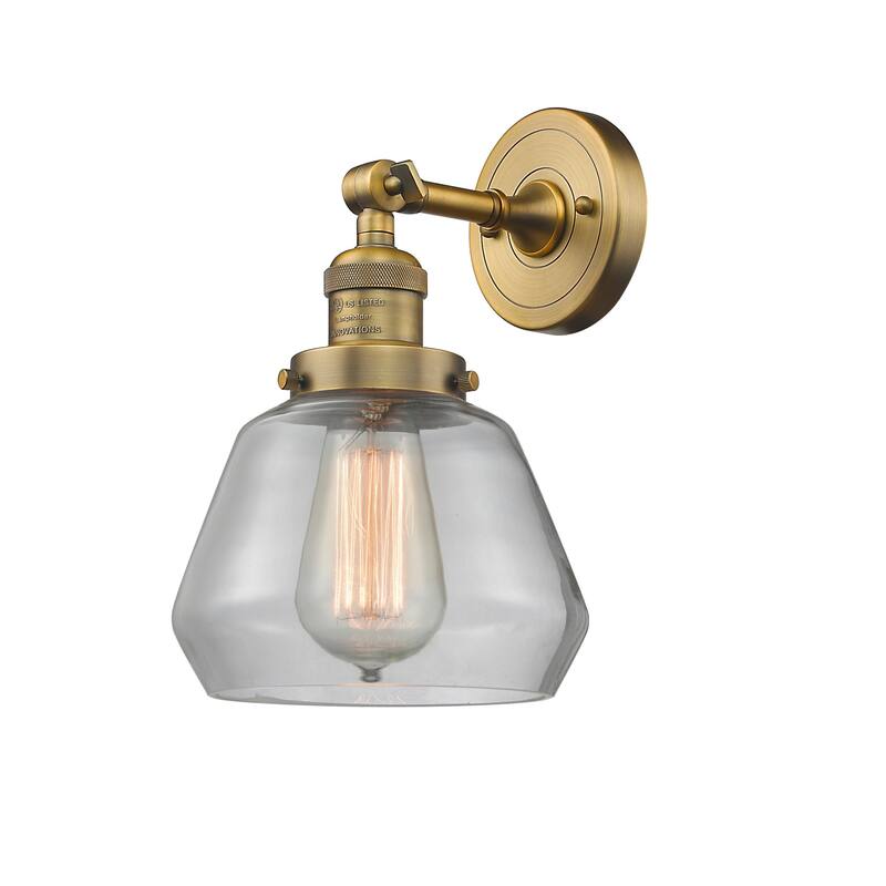 Innovations Lighting Fulton Single Light 11" Tall Bathroom Sconce with - Brushed Brass / Clear