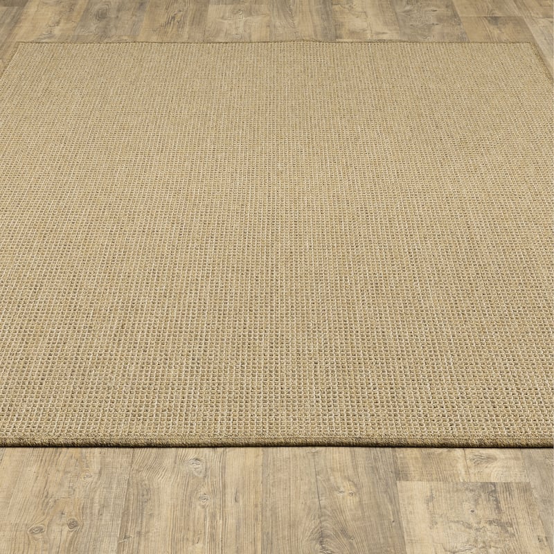 Style Haven Veranda Light Brown Solid Textured Indoor-Outdoor Area Rug
