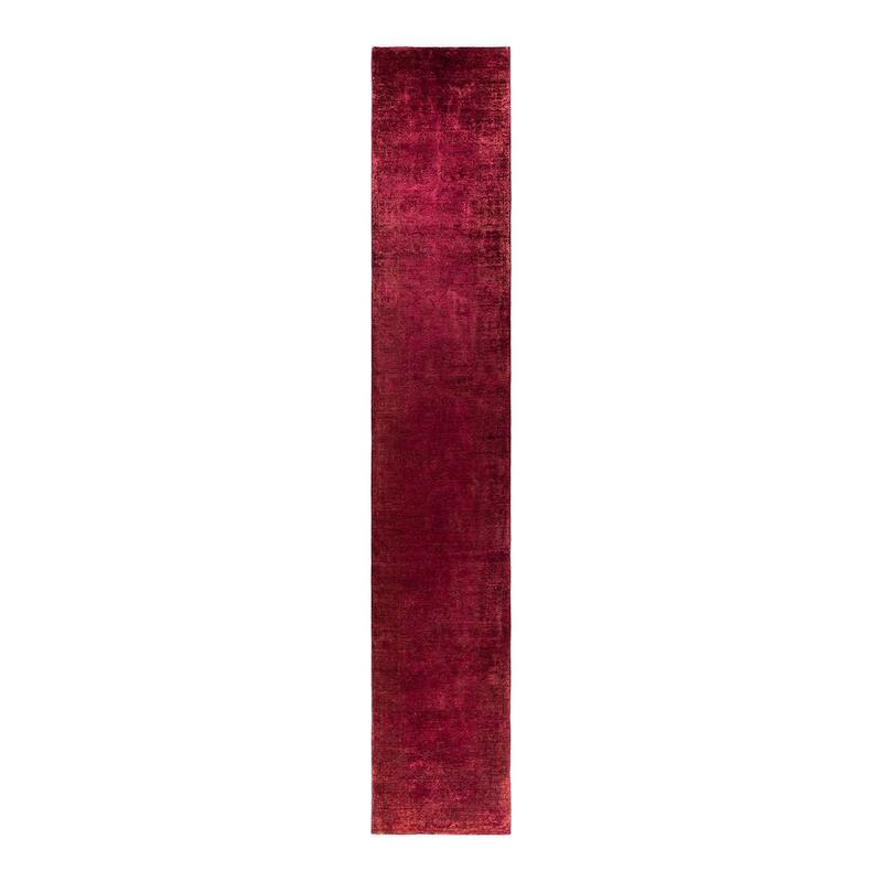 Contemporary Overdyed Wool Hand Knotted Runner - 3' 0" x 17' 4"
