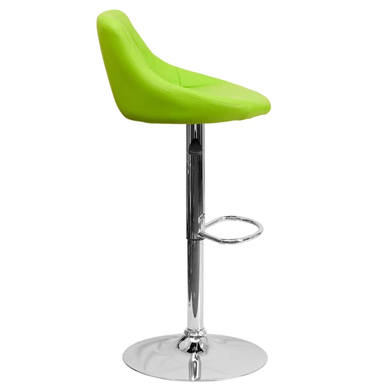 Diamond Pattern Vinyl Bucket Seat Adjustable Barstool - 18.5"W x 19"D x 33.25" - 41.75"H