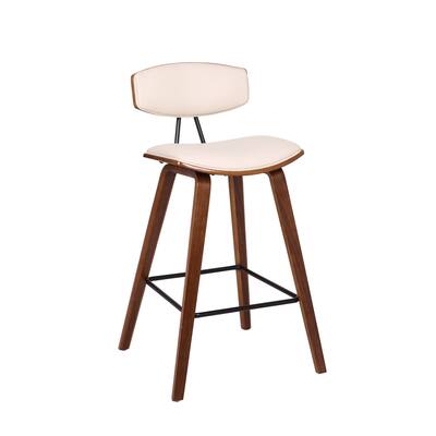 Mid Century Top Padded Back Counter Barstool, Cream