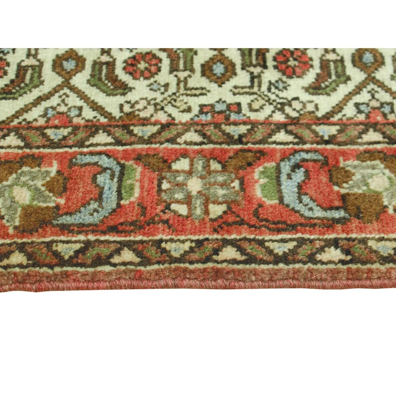 Fine Vintage Distressed Eliu Ivory/Rust Runner - 3'7" x 12'10"