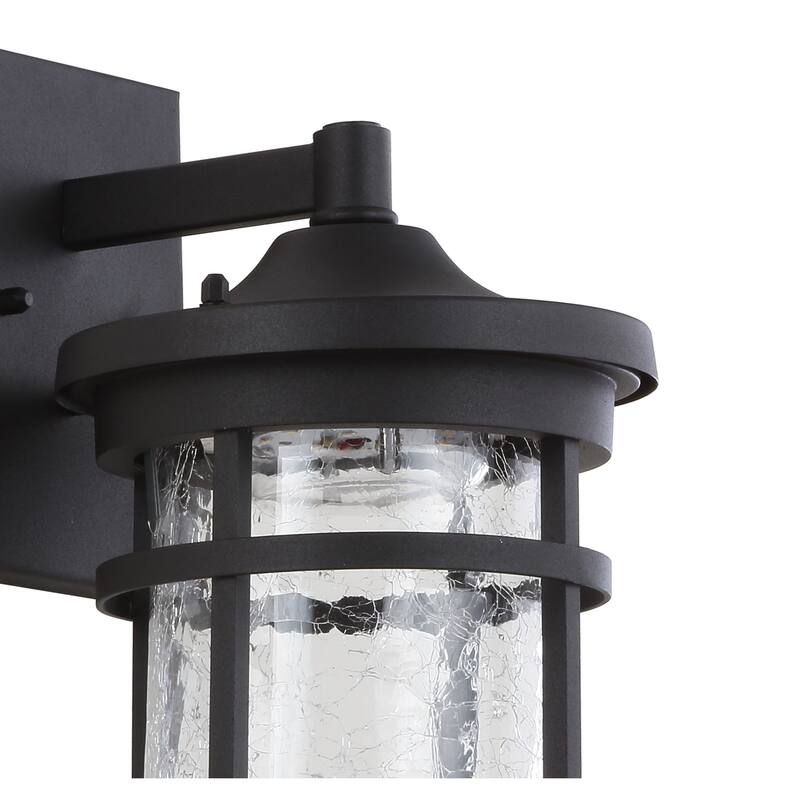 Minimo Outdoor Wall Lantern Crackled Glass/Metal Integrated LED Wall Sconce Black by JONATHAN Y