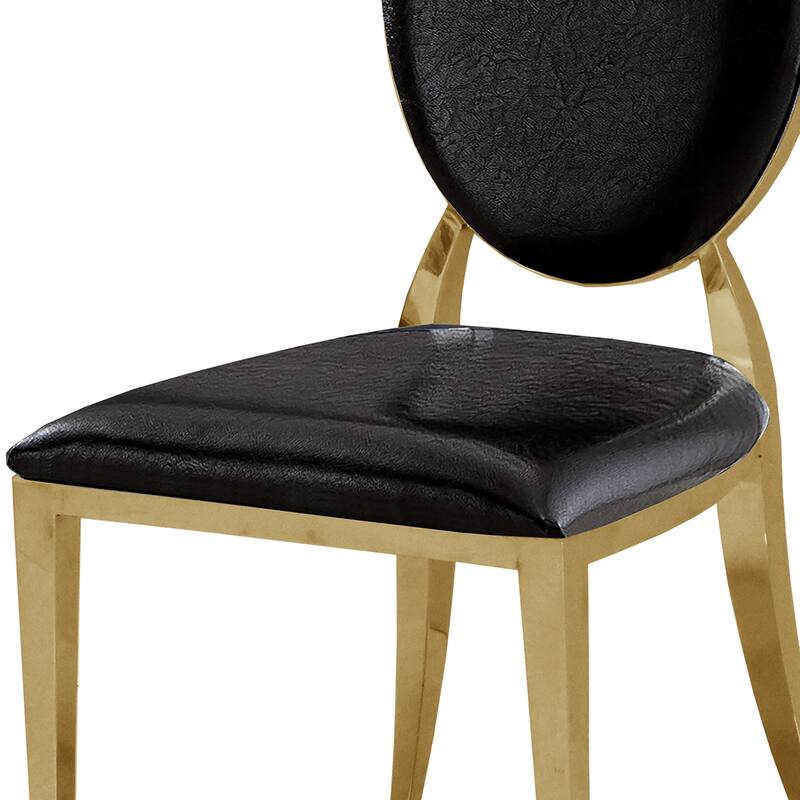 Leatherette Dining Chair Set of 2 with Stainless Steel Legs