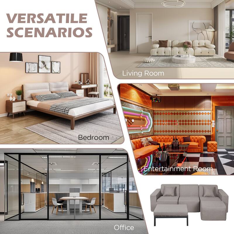 Outdoor and Indoor Modern Modular Patio Sectional Sofa with L-Shape Chaise, Cloud Sectional Couch with Comfy Chaise